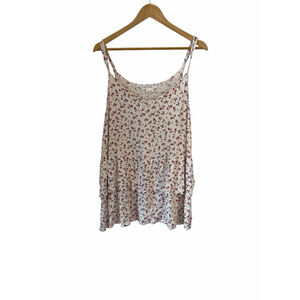 In Every Story White Floral Ruffle Tunic Top Womens 4X Plus Size Boho Flowy Tank